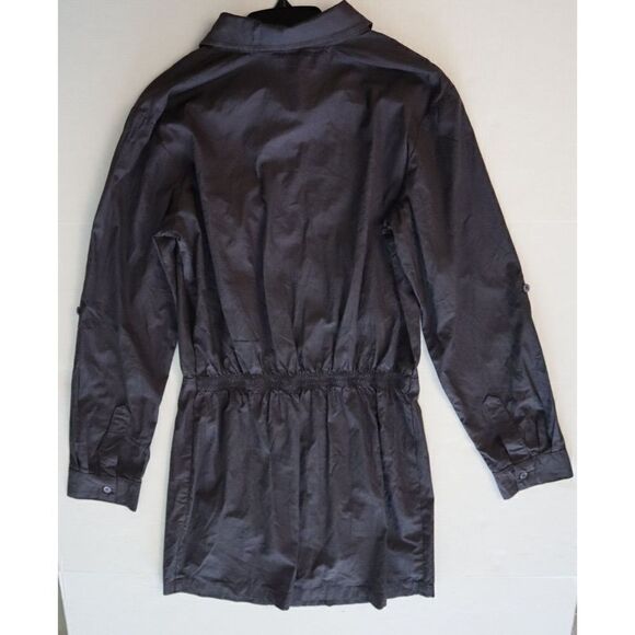 Monrow HD0511 Women Sz M Faded Black Poplin Button-Up Collared Shirt Dress - Picture 11 of 13